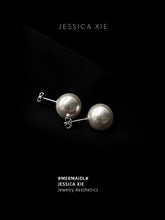 JESSICA XIE 12mm High-Luster Crystal Pearl Studs - S925 Sterling Silver Minimalist Earrings